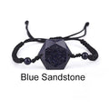Blue Sandstone /Black Obsidian Cubic Hexagram NO NEGATIVITY Rope Bracelet
