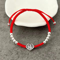 Red Rope & Silver Wealth 'Fu' Symbol Bracelet