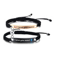 "HIS BEAUTY", "HER BEAST " Stainless Steel & Rope 2 pc Couple Bracelets Set
