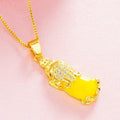 18k Gold Plated ATTRACT ABUNDANCE PIXIU & Agate Stone Necklace
