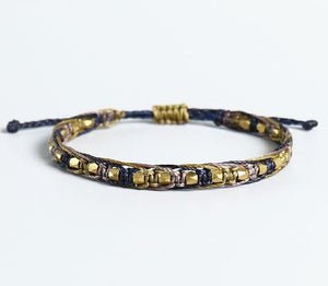 Handmade Ethnic Tibetan Waterproof Wax & Copper Bead 'RESOLVE' Lucky Rope Bracelet
