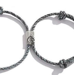 2 pcs Silver 'WHERE THE MOUNTAIN MEETS THE SEA' Lovers Rope Bracelets