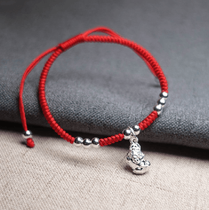 Red Rope & Silver Fishtail 'SPIRITUAL REBIRTH' Bracelet – zenheavens
