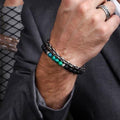 2 Pc Chrysocolla, Lava Stone & Chain Diffuser Set Men's WELLNESS Bracelets