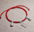 Sterling Silver ABACUS & MONEY BAGS Red Rope Bracelet