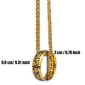 Stainless Steel Gold Arabic Allah Shahada Ring with Chain Necklace